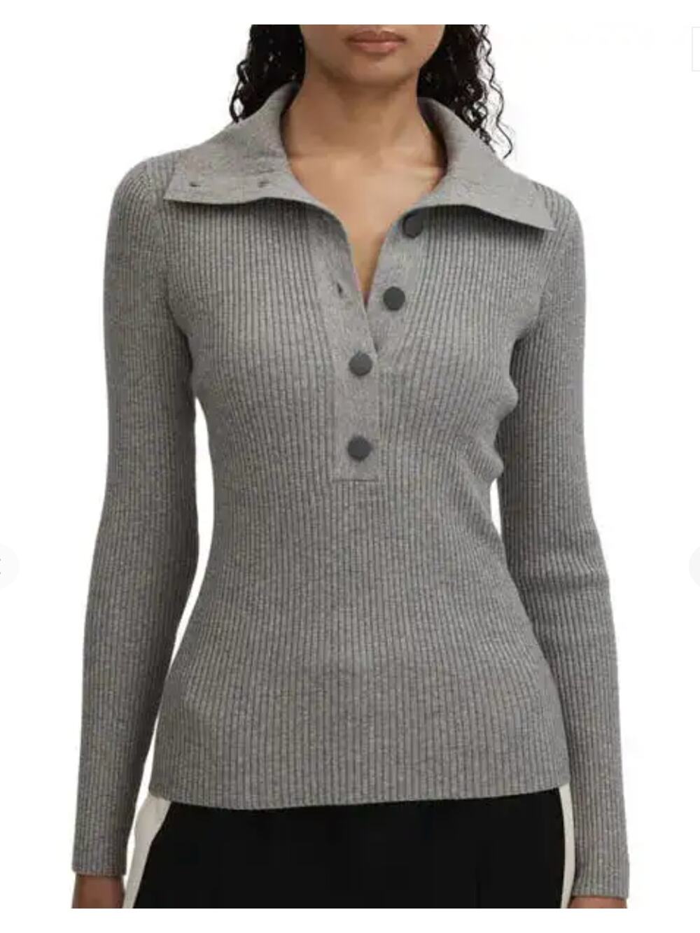 Reiss Maia Ribbed Cardigan Grey Sweater Collared
